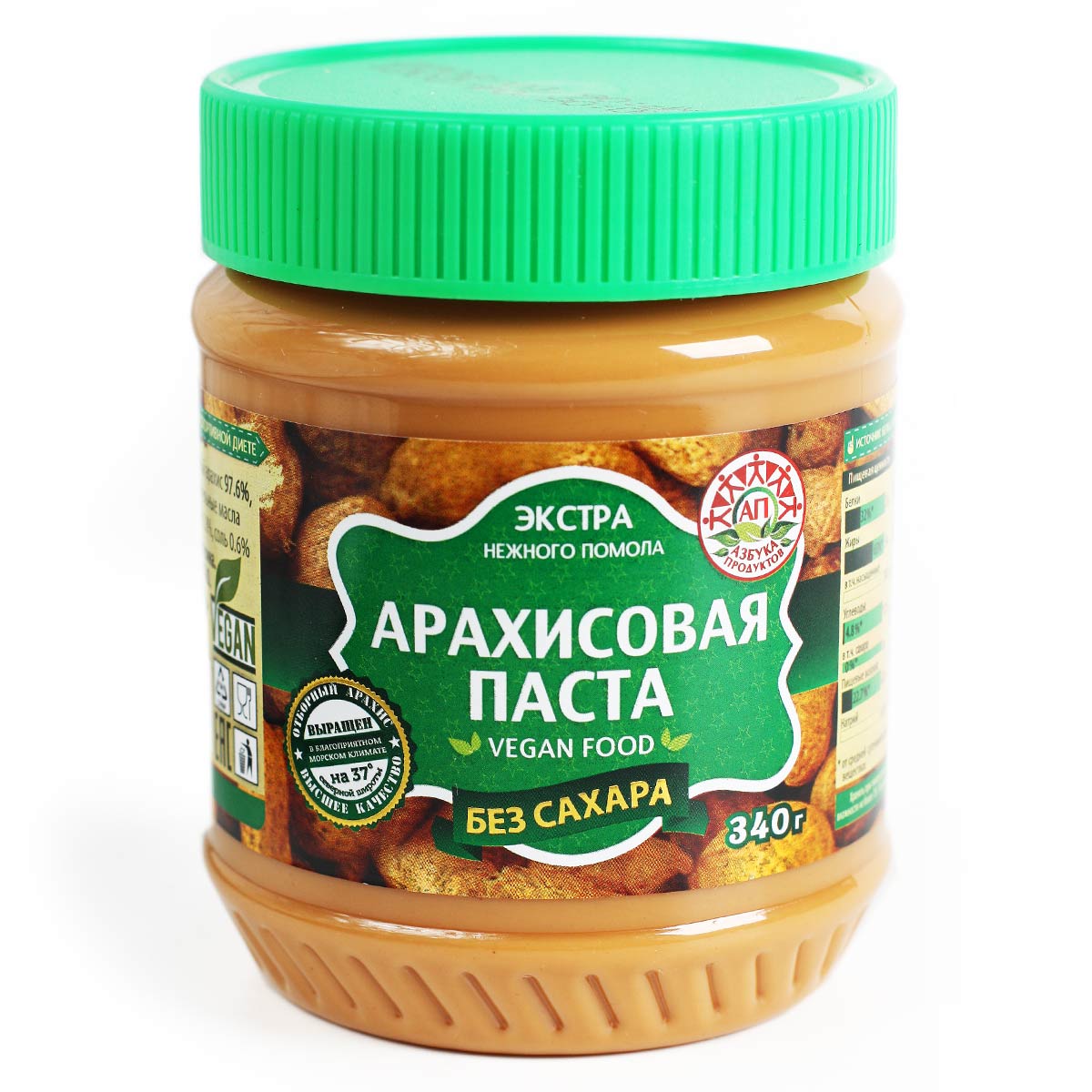 Арахисовая паста Экстра нежного помола Азбука Продуктов 340г