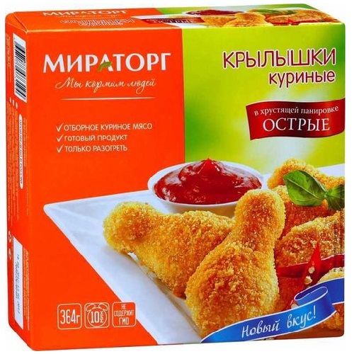 МИРАТОРГ Крылышки острые в хрустящей панировке, 364г МИРАТОРГ Крылышки острые в хрустящей панировке, 364г