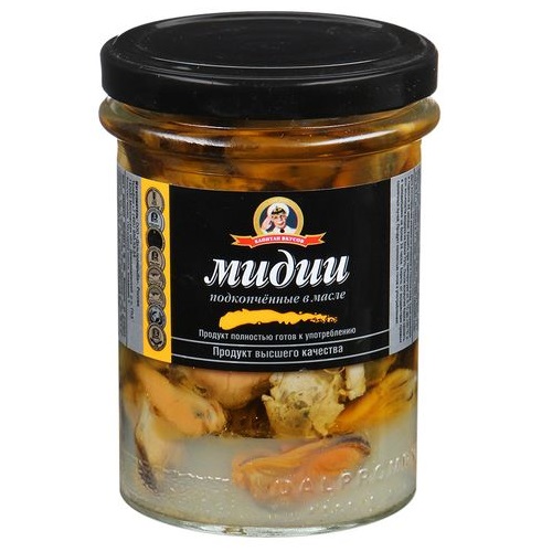 Мидии подкопченные в масле Капитан Вкусов 185г