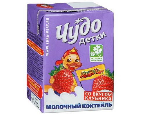 ЧУДО ДЕТКИ Молочный коктейль со вкусом клубники, 200 мл 