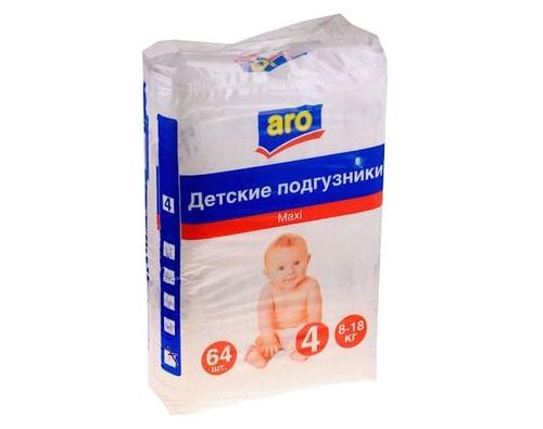 Aro подгузники  maxi (8-18кг), 64 шт. 