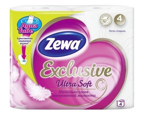 ZEWA EXCLUSIVE ULTRA SOFT туалетная бумага 4слоя 4рулона