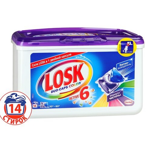 Капсулы Лоск Duo-Caps Color для стирки 14шт
