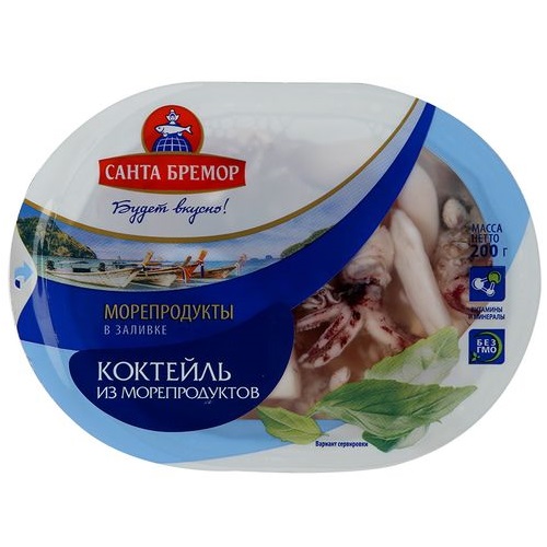 Коктейль из морепродуктов в заливке САНТА БРЕМОР 180г Коктейль из морепродуктов в заливке САНТА БРЕМОР 180г