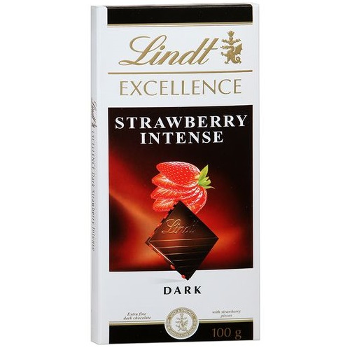 LINDT EXCELLENCE шоколад Линдт с клубникой  темный 47% 100г
