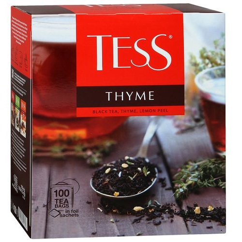 Tess чай Тесс черный Тимьян и лимон 100пакX2г 200г Tess чай Тесс черный Тимьян и лимон 100пакX2г 200г