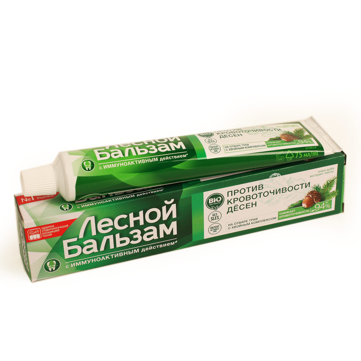 ЛЕСНОЙ БАЛЬЗАМ зубная паста против кровоточивости десен Экстракт дуба и Пихты 75мл