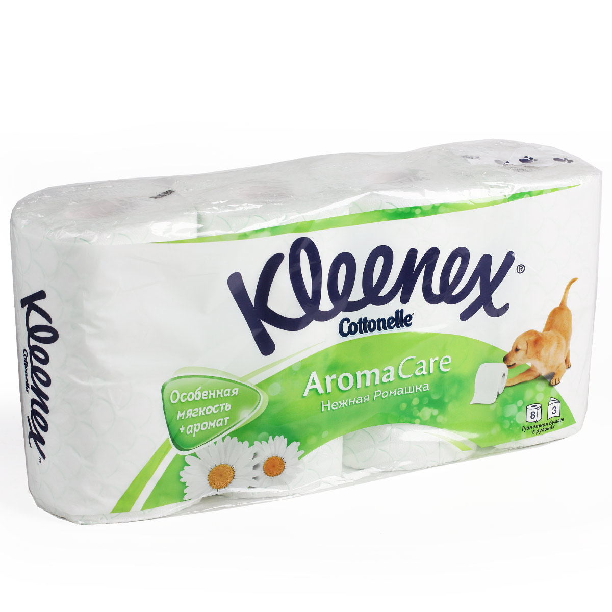 KLEENEX Ромашка туалетная бумага 3 слоя 8 рулонов KLEENEX Ромашка туалетная бумага 3 слоя 8 рулонов