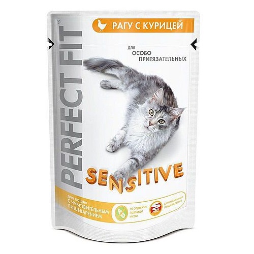 Perfect Fit корм для кошек с чувствительным пищеварением Рагу с курицей 85г