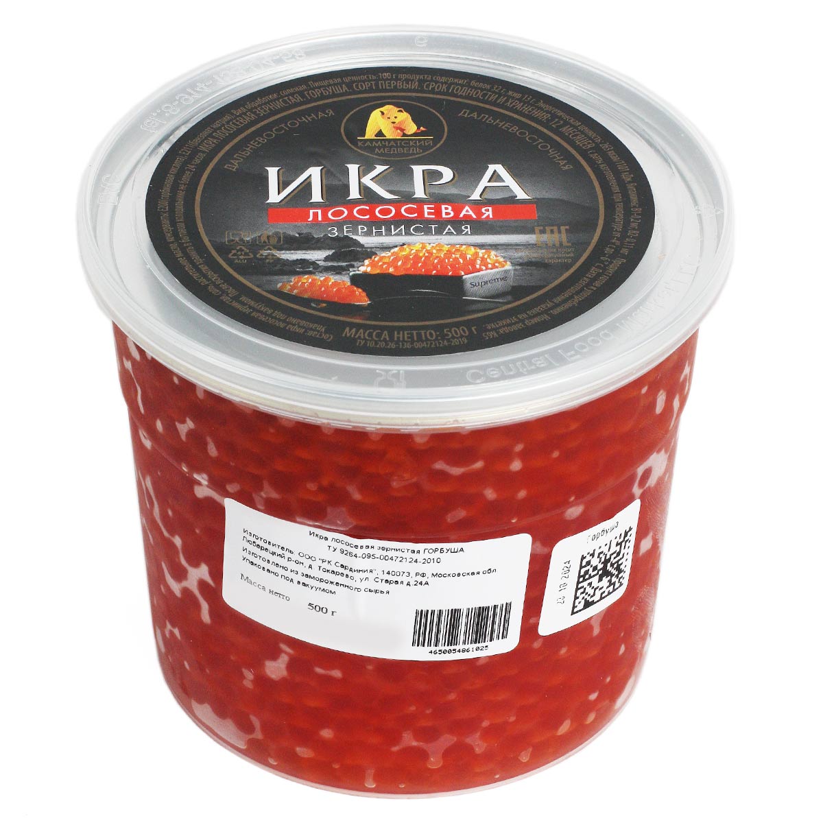 Икра лососевая зернистая горбуши Камчатский медведь 500г Икра лососевая зернистая горбуши Камчатский медведь 500г