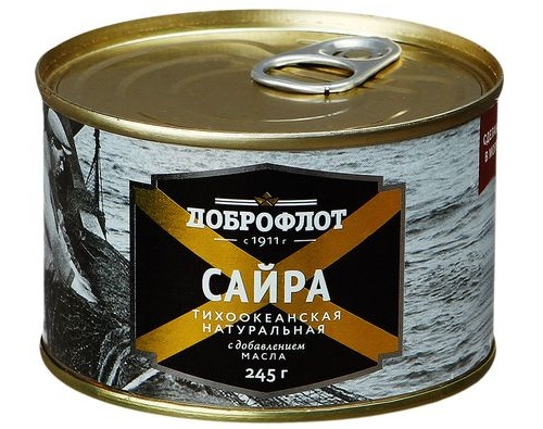 Доброфлот Сайра натуральная с добавлением масла 245г