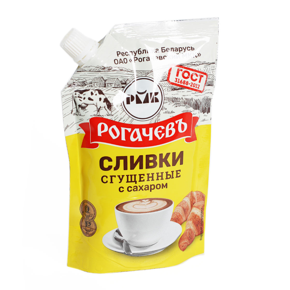 Сгущенные сливки РОГАЧЕВЪ 19% сашет 270г