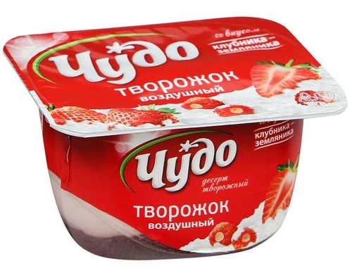ЧУДО Творожок воздушный Клубника Земляника 4% 100г  ЧУДО Творожок воздушный Клубника Земляника 4% 100г