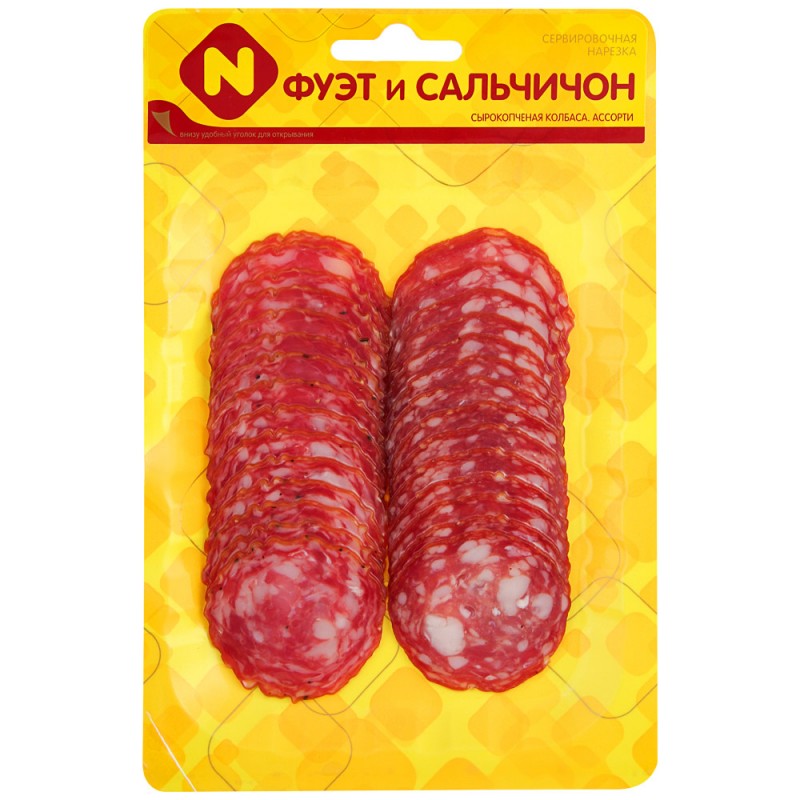 ОСТАНКИНО колбаса Фуэт Сальчичон сырокопченая нарезка 80г 