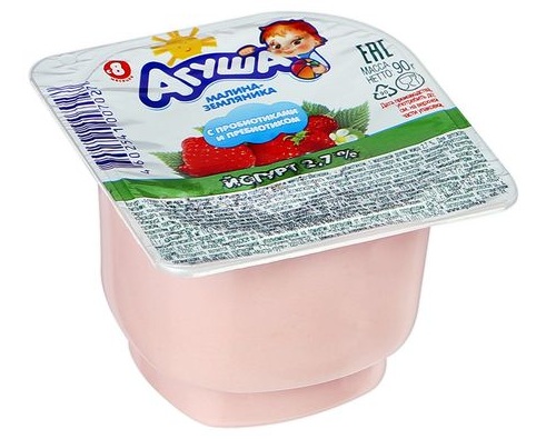АГУША Йогурт малина с земляникой 2.6% 90г 