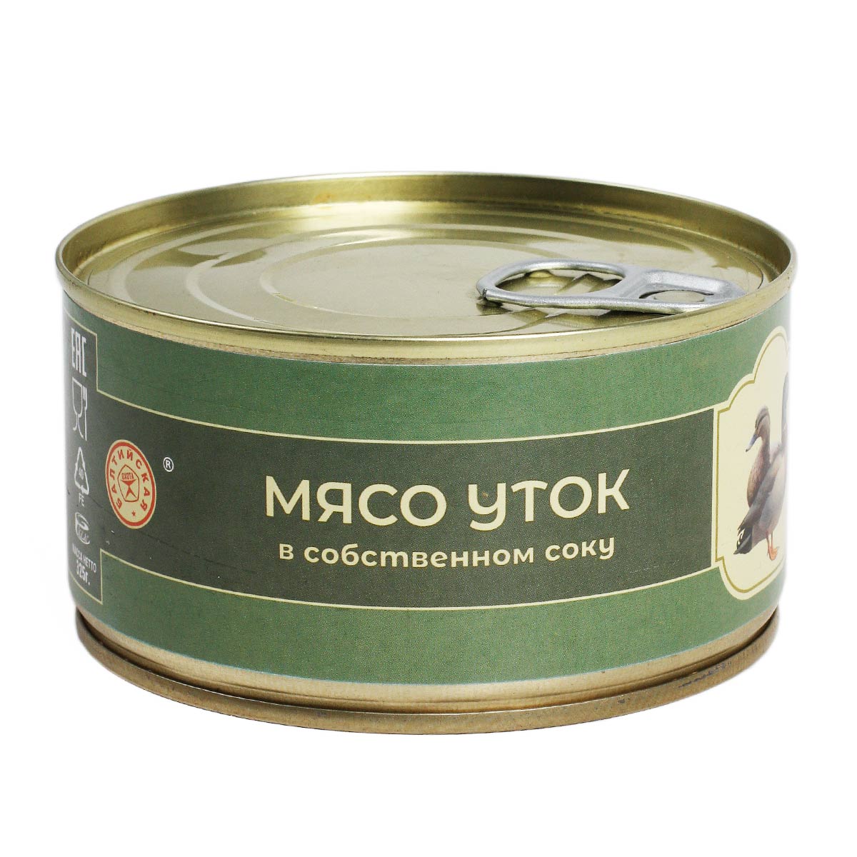 Мясо уток в собственном соку Балтийская охота 325г Мясо уток в собственном соку Балтийская охота 325г