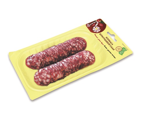 Иней колбаса Брауншвейгская сырокопченая нарезка 100г