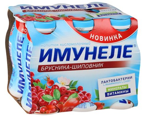 ИМУНЕЛЕ Напиток кисломолочный Брусника-шиповник 6x100г ИМУНЕЛЕ Напиток кисломолочный Брусника-шиповник 6x100г