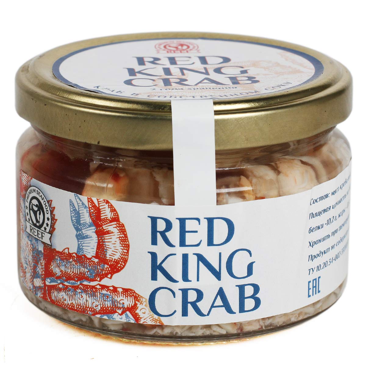 RED KING CRAB Мясо краба в собственном соку салатное мясо 240г