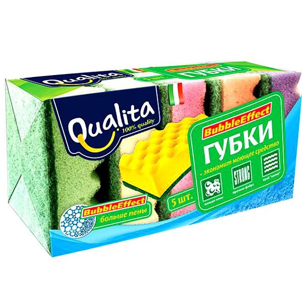 QUOLITA Bubble Effect губки для мытья посуды 5шт QUOLITA Bubble Effect губки для мытья посуды 5шт
