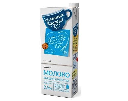 БОЛЬШАЯ КРУЖКА Молоко ультрапастеризованное 2.5% 1.45л БОЛЬШАЯ КРУЖКА Молоко ультрапастеризованное 2.5% 1.45л
