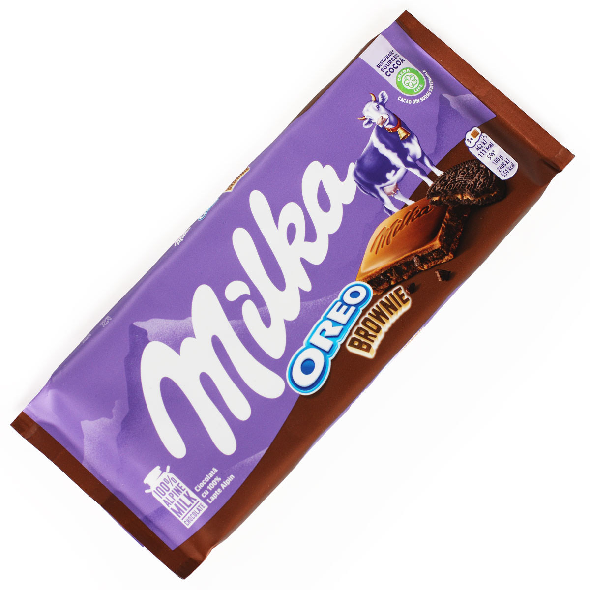 MILKA OREO BROWNIE  шоколад молочный с кусочками печенья 100г