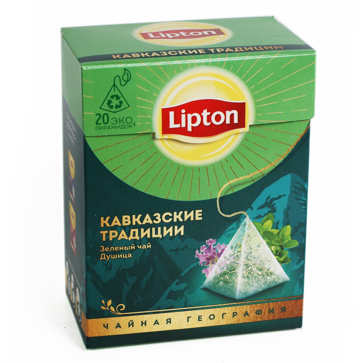 Липтон зеленый чай Lipton КАВКАЗСКИЕ ТРАДИЦИИ Душица 20 пирамидок 32г