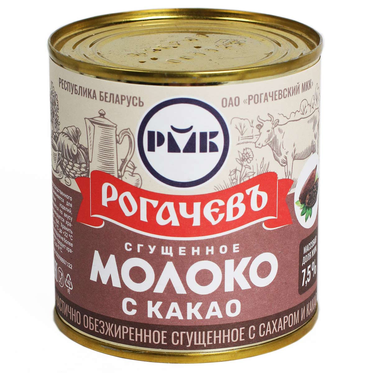 РОГАЧЕВЪ молоко сгущенное с сахаром и какао 380г РОГАЧЕВЪ молоко сгущенное с сахаром и какао 380г